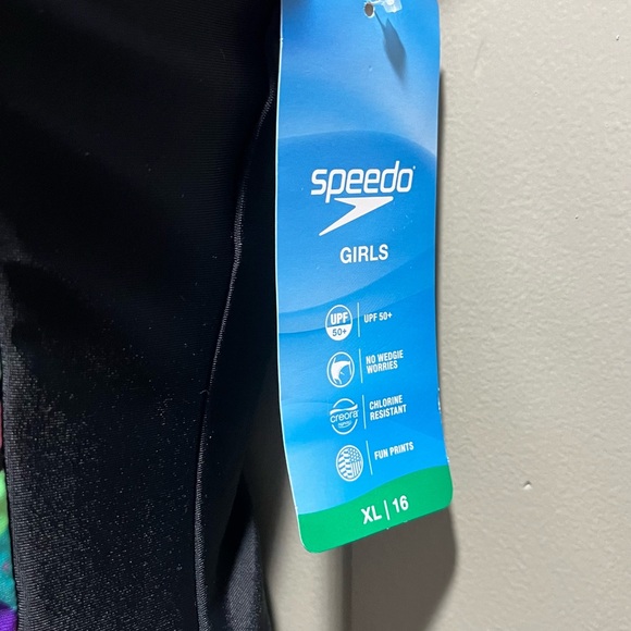 Speedo One Piece Swimsuit Girls 16 Multicolor and Black NWT - Picture 5 of 5